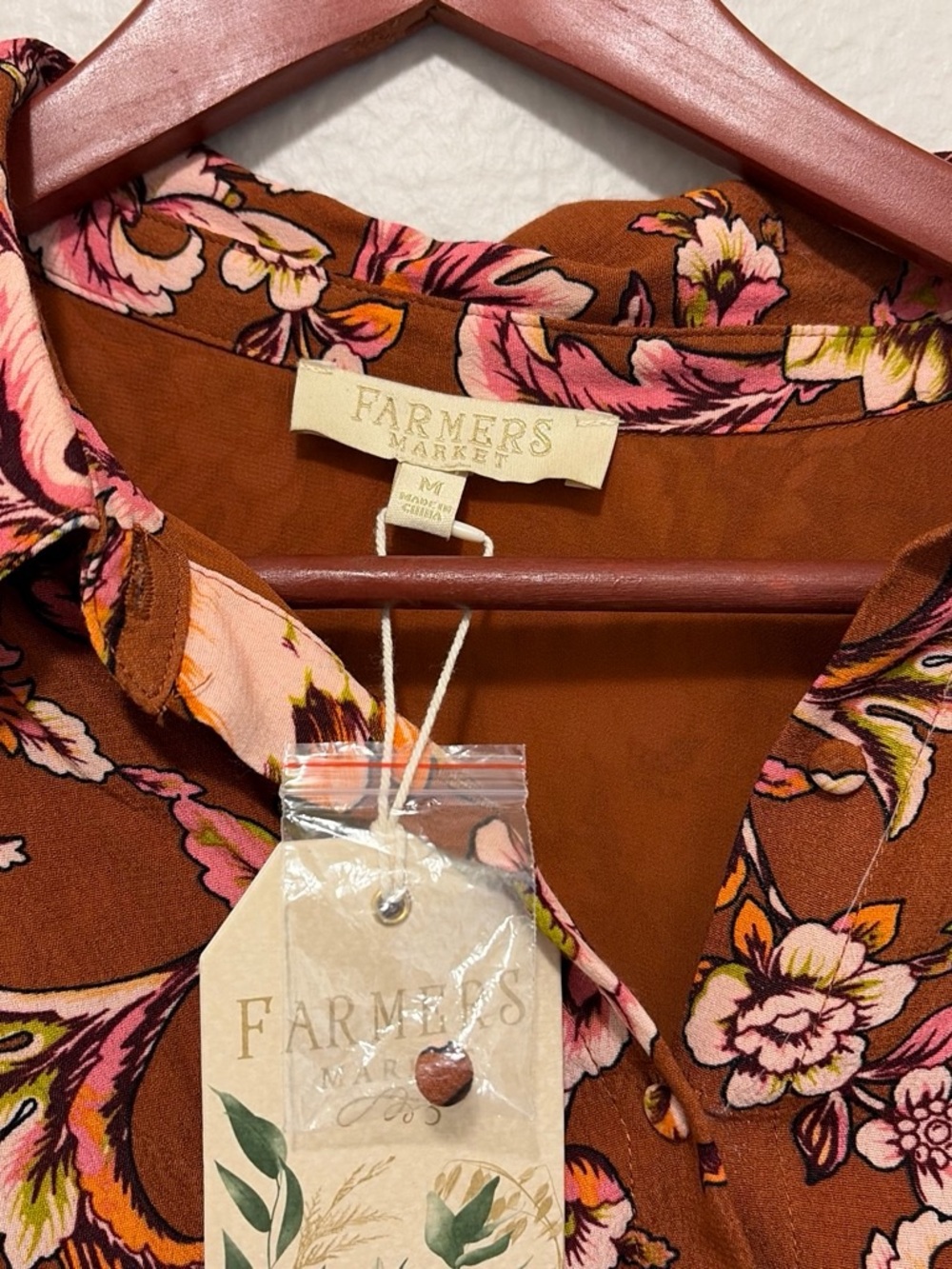 Women's Brown Floral Button-Front Dress - Pink Accents
